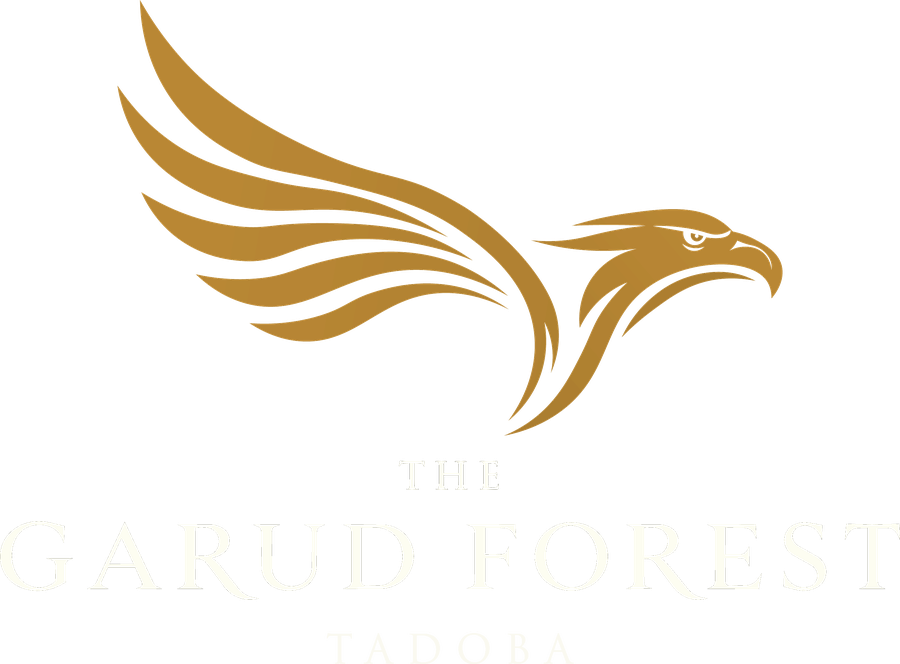 The Garud Forest, Tadoba logo: a gold eagle in flight above the property name