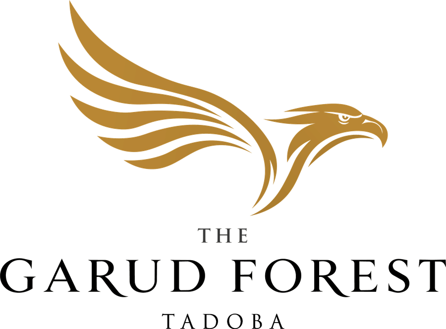 The Garud Forest, Tadoba logo: a gold eagle in flight above the property name